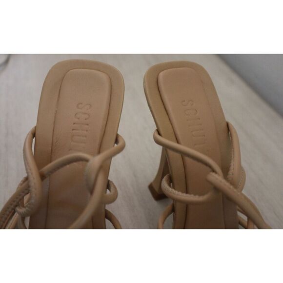 Schutz Women's Sz 8.5B Light Nude Strappy Leather Stiletto Sandals Heels - Picture 9 of 10